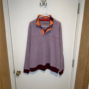 Orvis Quarter Zip Knit Pullover Flags of the World Collar Burgundy Trim Size L